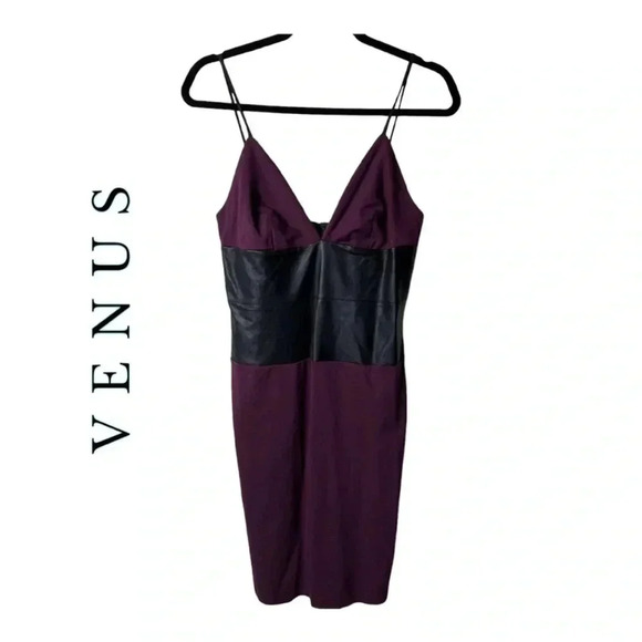 Venus SPAGHETTI STRAP MINI DRESS WITH FAUX LEATHER IN MIDDLE SIZE 8 - Picture 1 of 9